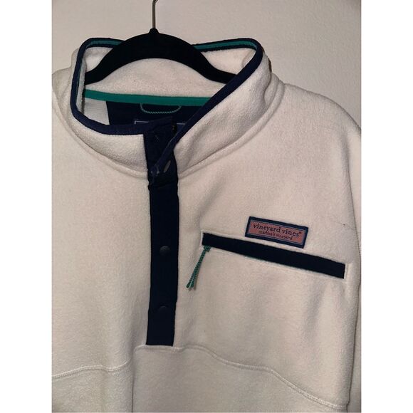 vineyard vines Men's Harbor Fleece Quarter-snap stone 2XL - Picture 2 of 4